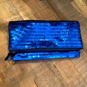 BCBG Generation Foldover Sequined Purse. Clutch | Wristlet. Cobalt Blue. NWT